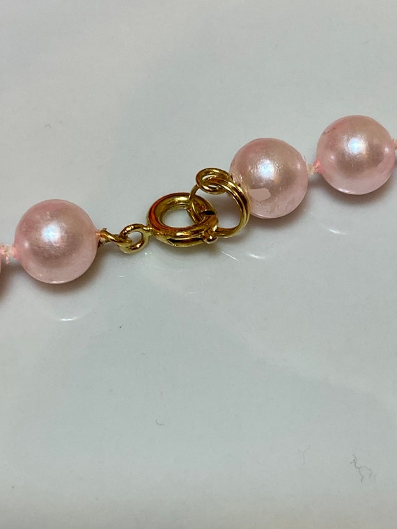 1950s Frosted Pink Pearl Necklace, Pastel Pink Ne… - image 8