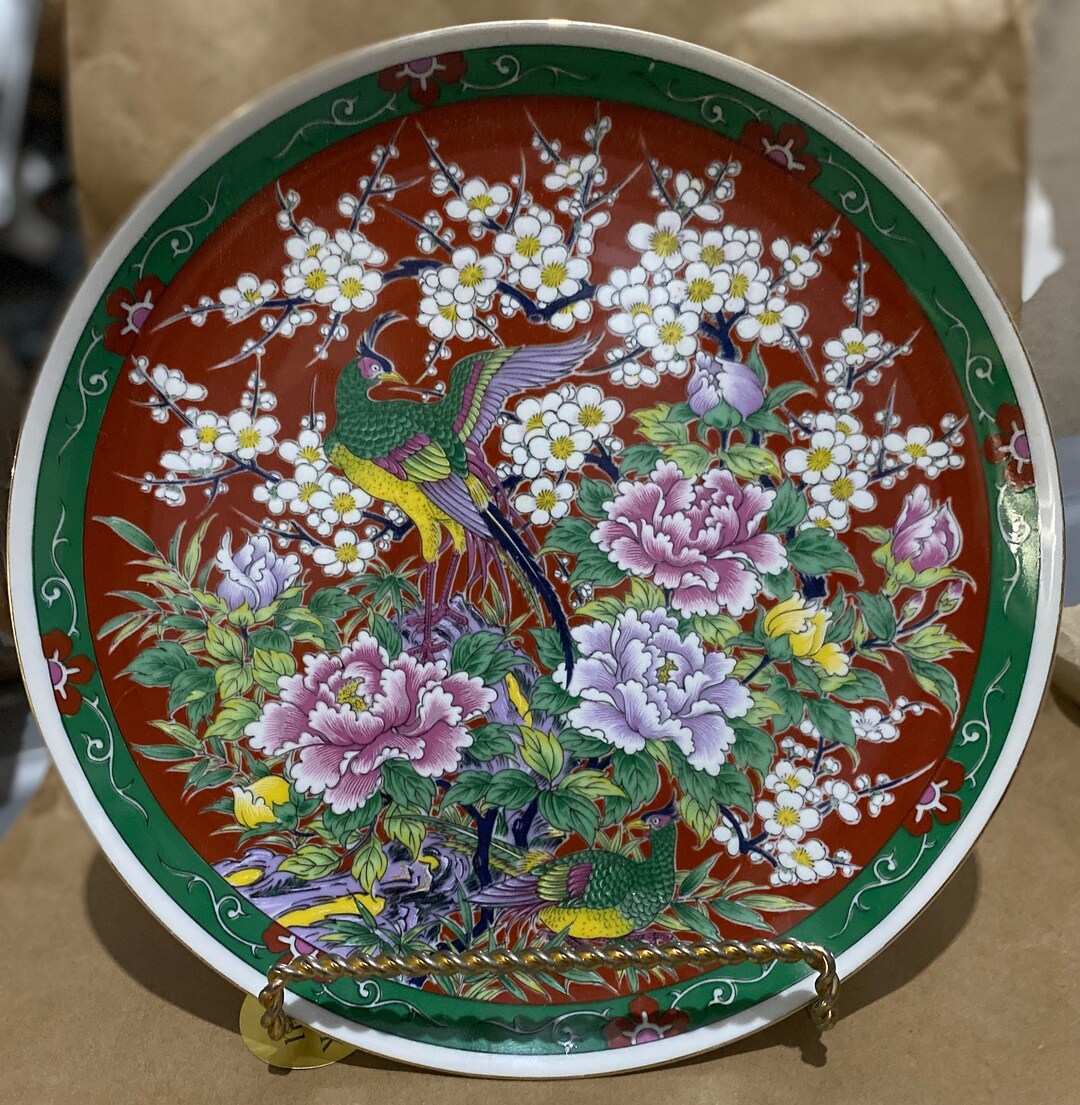 vintage-asian-pheasants-collectible-plate-nos-gifts-for-her-birthday
