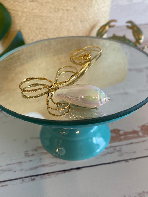 Iridescent White Cone Seashell Necklace