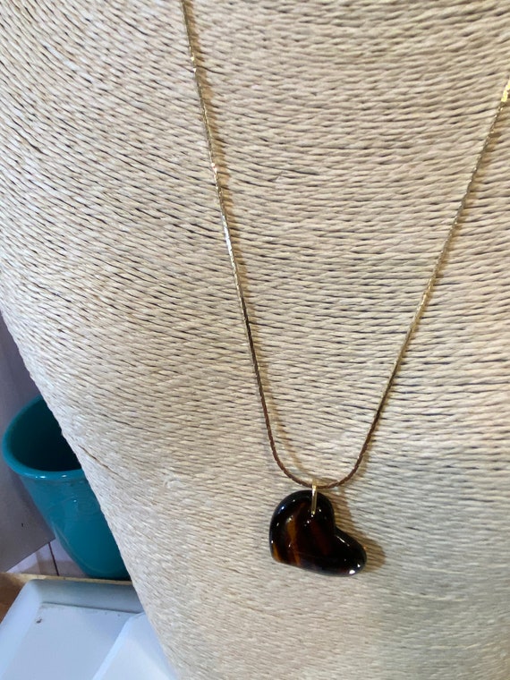 1970s Tortoise Shell Heart Necklace, NOS - image 6