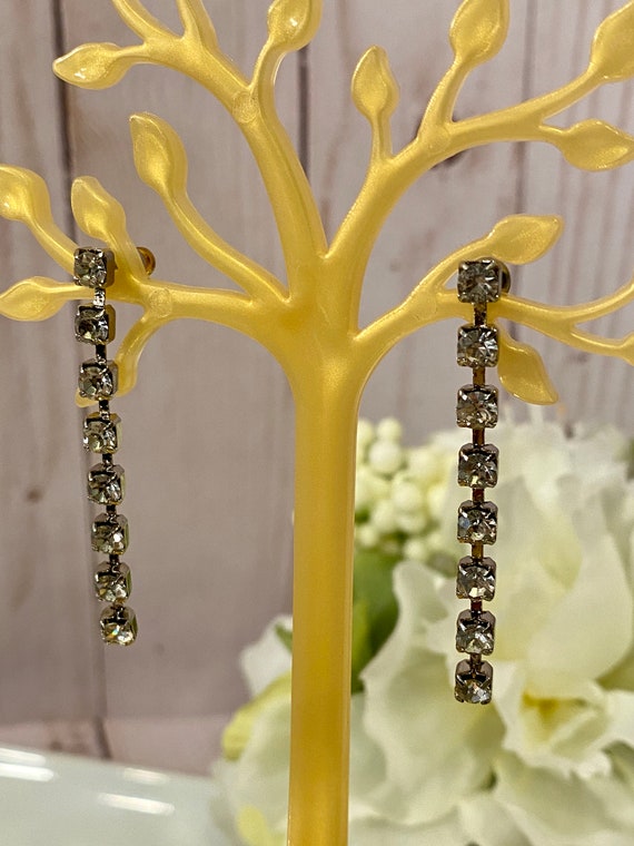 1960s Rhinestone Square Earrings, NOS - image 6