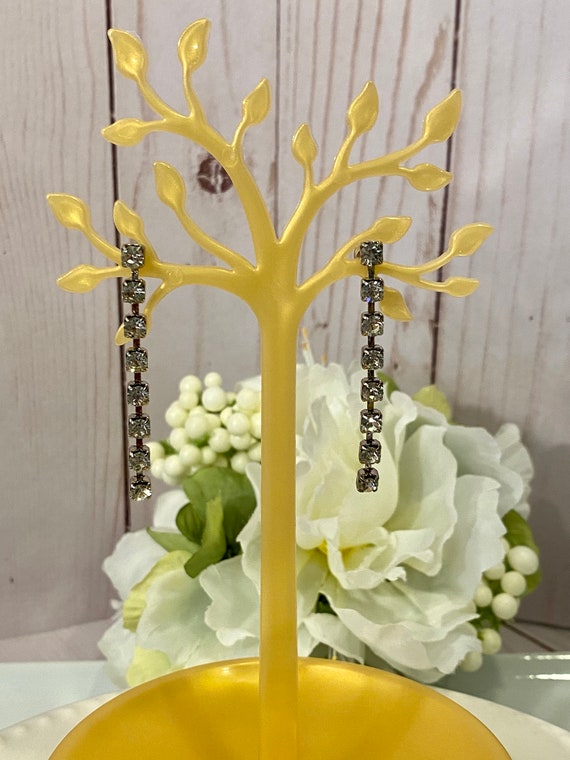 1960s Rhinestone Square Earrings, NOS - image 5