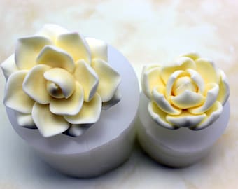 Gardenia Set of two silicone molds. Flower 3d food grade mold for Zefir Marshmallow Flexible chocolate Jelly Soap Epoxy etc