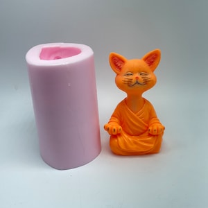 Yoga cat large silicone mold for soap Wax candles Concrete Gypsum etc Craft cat shape mold
