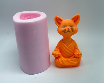 Molde de silicona grande para gato de Yoga, para jabón, velas de cera, yeso de hormigón, etc., molde en forma de gato artesanal