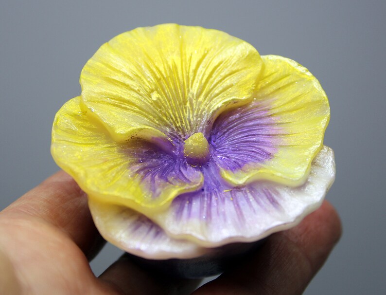 Violet candle silicone mold Pansy silicone mold Viola soap mold.