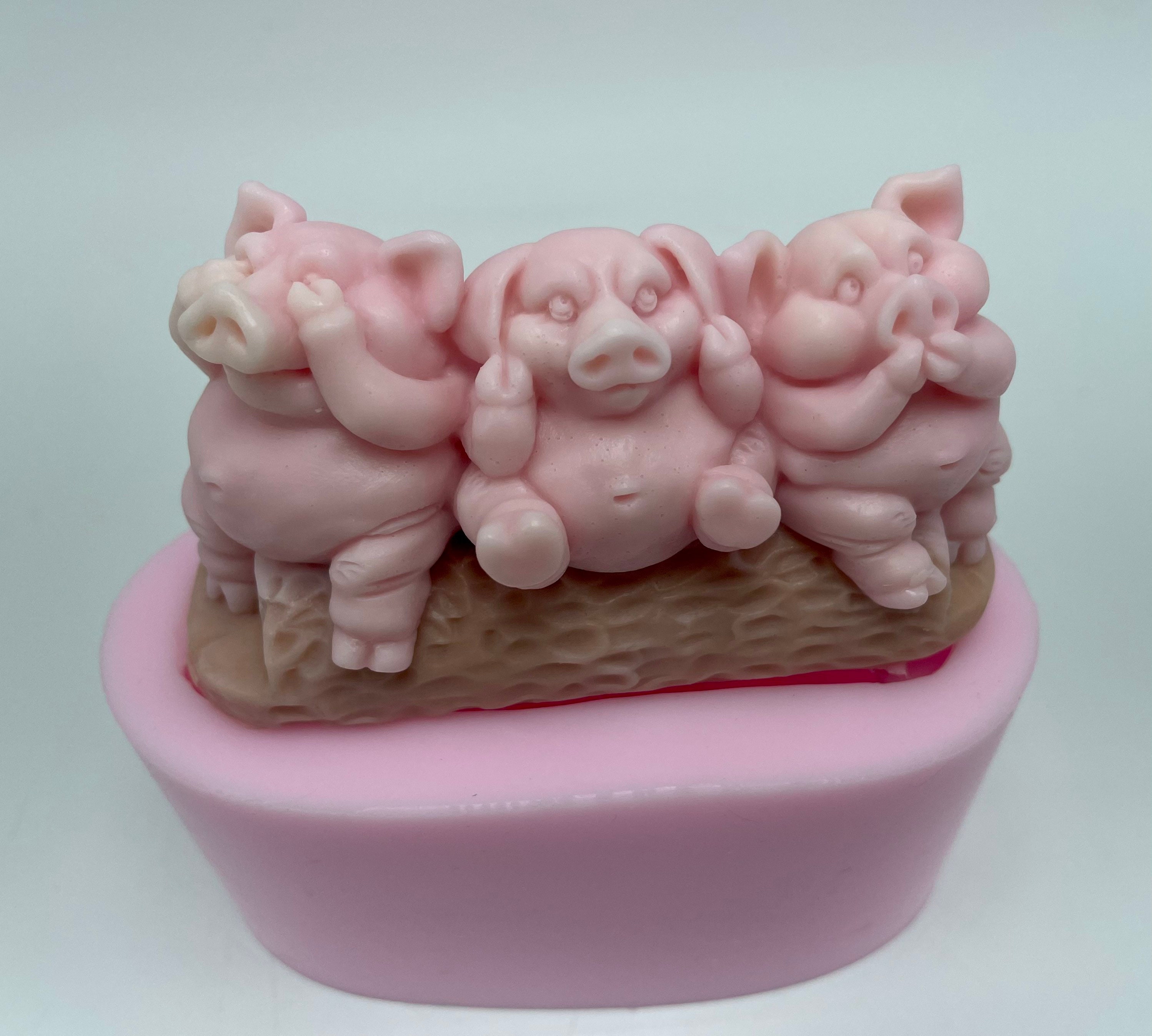 See no Hear no Speak no evil silicone mold. Three pigs shape  Mold for wax Soap Concrete Epoxy resin etc..