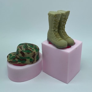 US Army hat Boots silicone mold. Soap Epoxy Resin Wax Concrete etc... silicone mold.