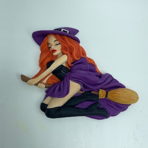 Witch on a broomstick mold. Halloween mold for chocolate, jelly, soap, epoxy, wax etc... Food grade mold
