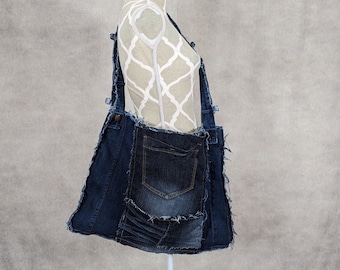 Upcycled Denim Patchwork Shoulder Bag/tote - Etsy