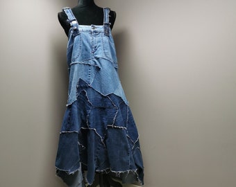Upcycled Denim Patchwork Dress- Small