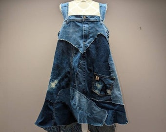 Abito patchwork in denim riciclato - XL