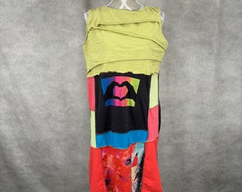 Vestito t-shirt patchwork in stile canotta riciclata - Grande