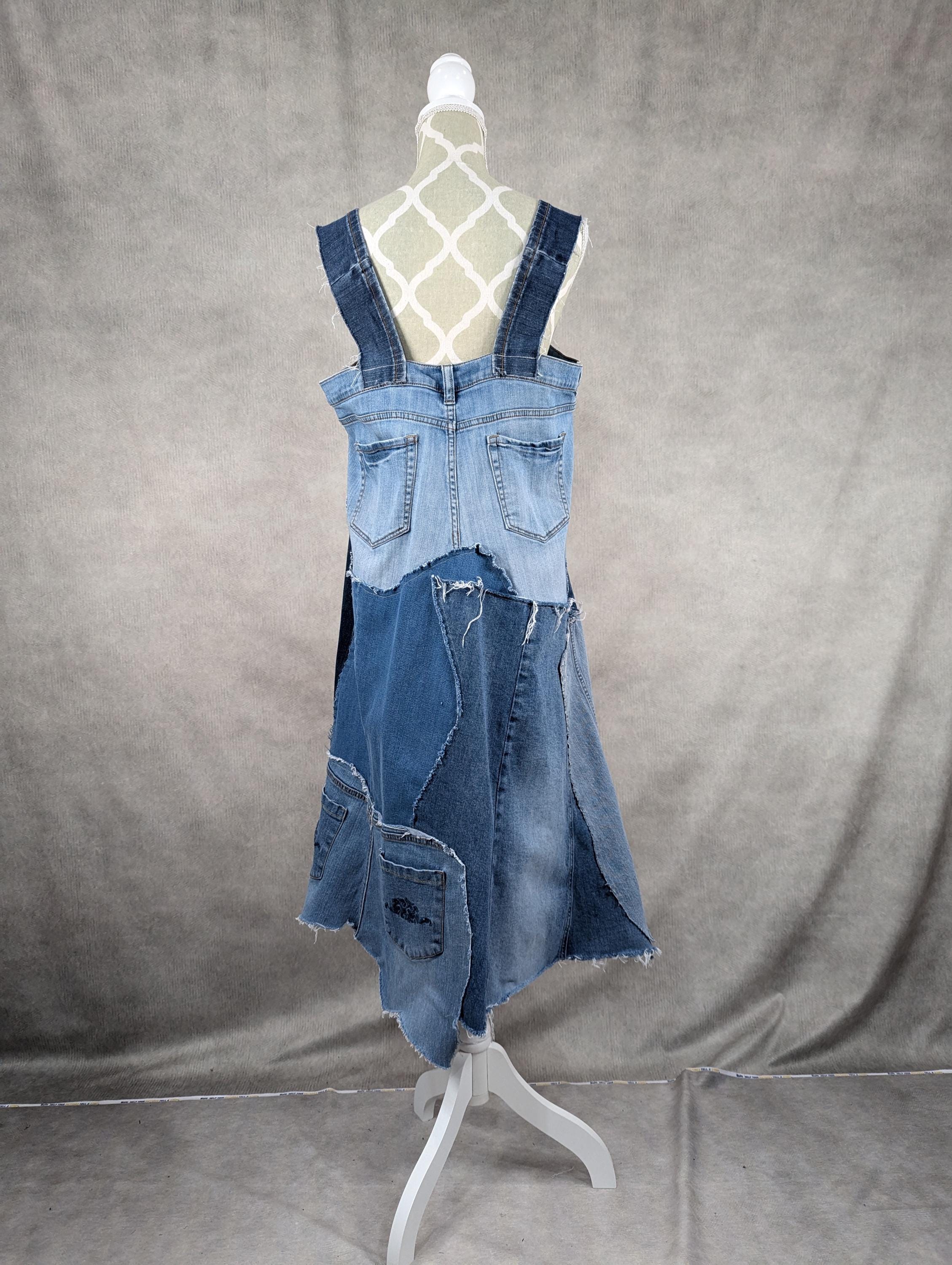 Buy Upcycled Denim Patchwork Dress Large Online in India - Etsy