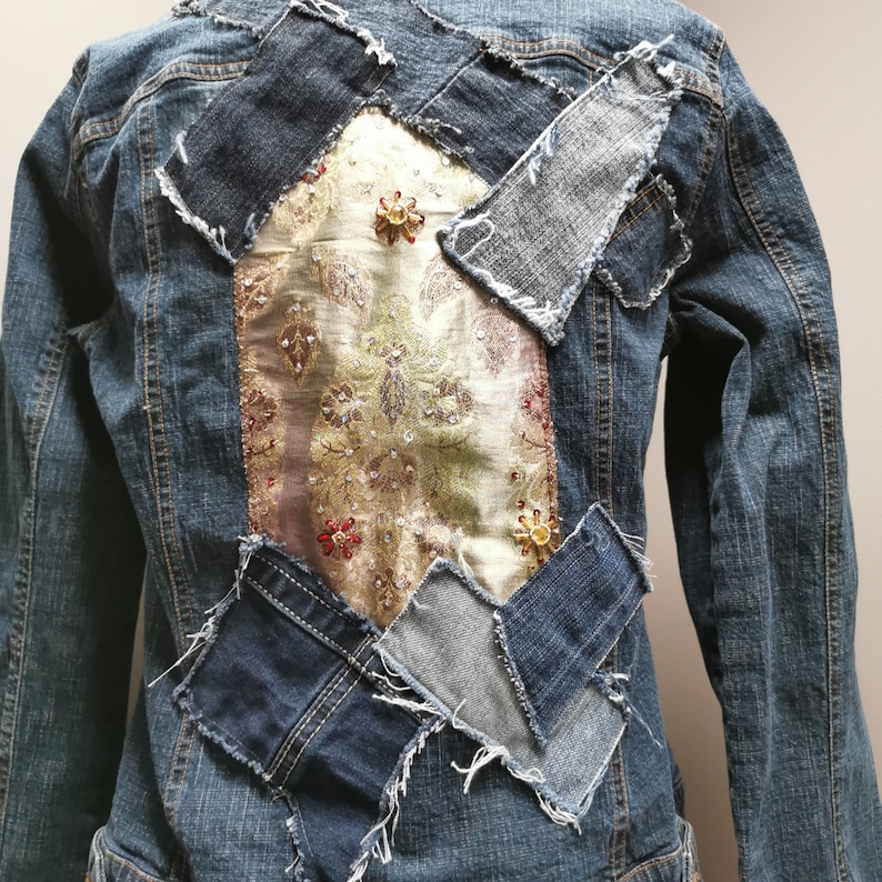 Upcycled Women/'s Denim Jacket-Size Small