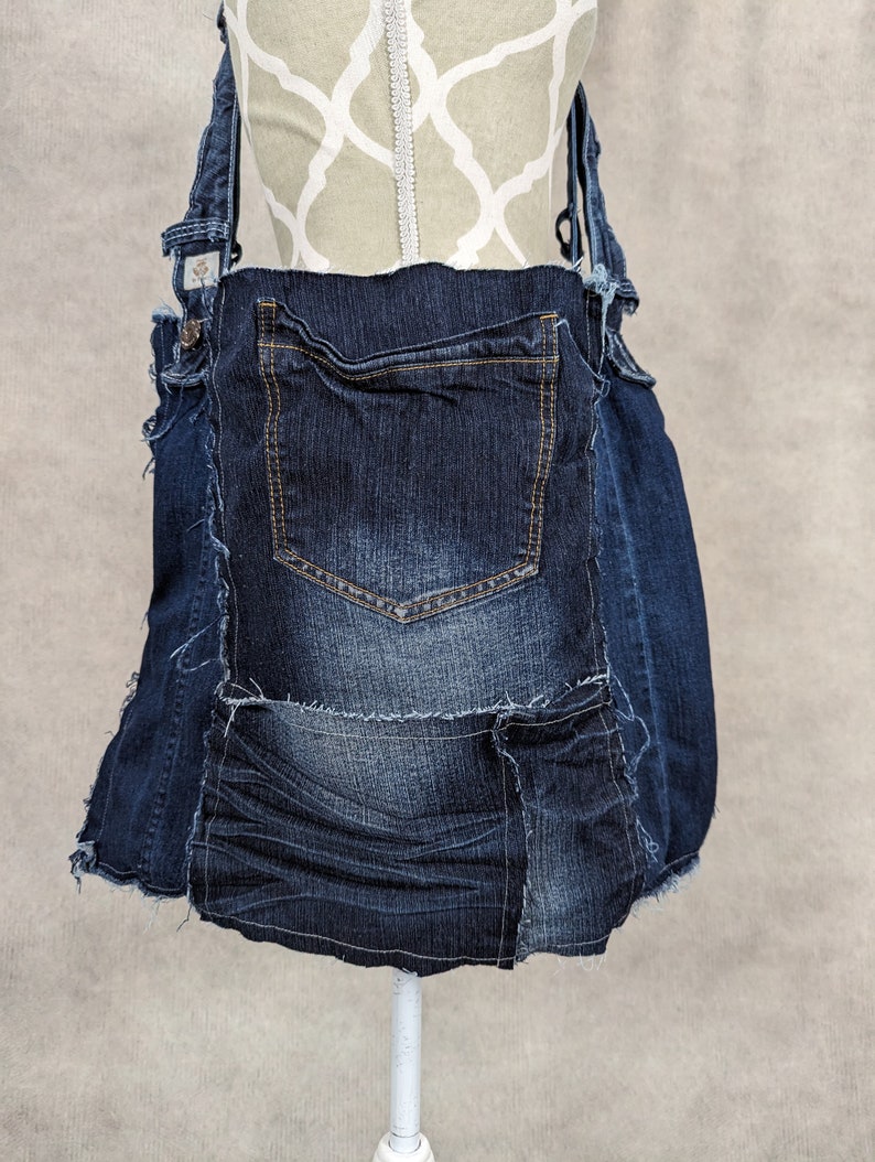 Axelväska/toteväska i återvunnet denimmönster bild 4