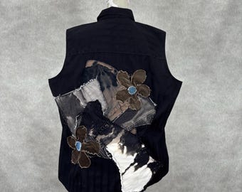 Upcycled Plus Size Sleeveless Blouse - 2X