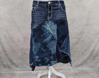 Geüpcycled denim rok met patchwork - maat 33