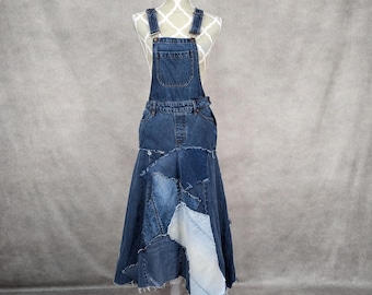 Upcycled Denim Patchwork Overall Dress-XS/S