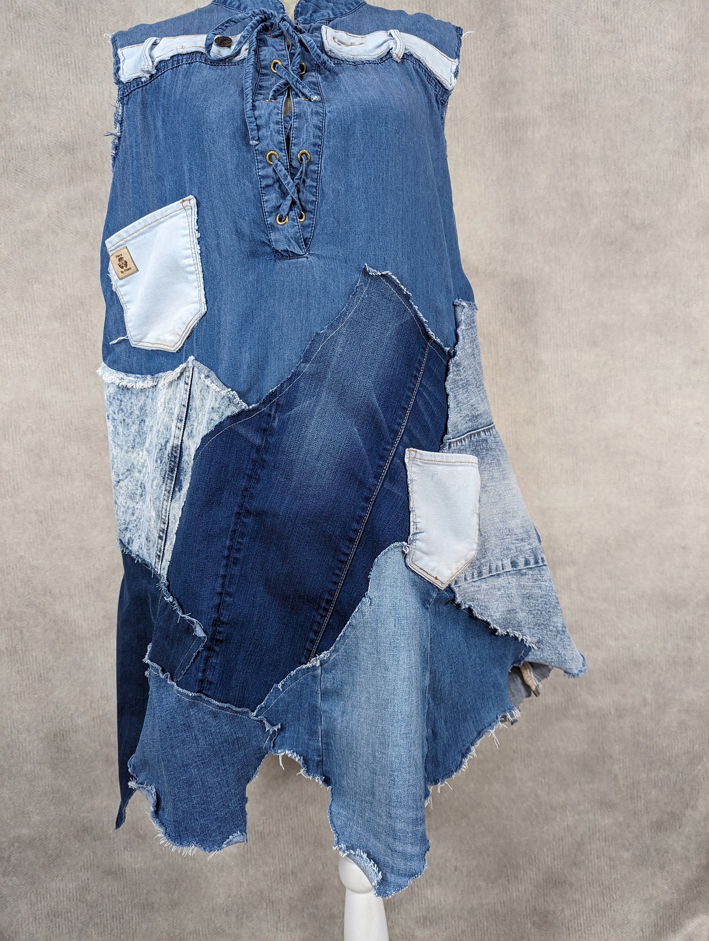 white christmas dresses Patchwork lightweight denim dress main image 1