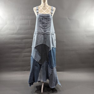 Upcycled Denim Patchwork Overall Dress- XL