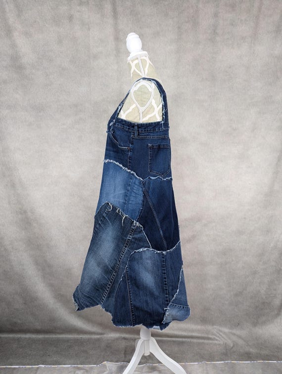 Upcycled Flowy Denim Patchwork Dress- Medium - Etsy