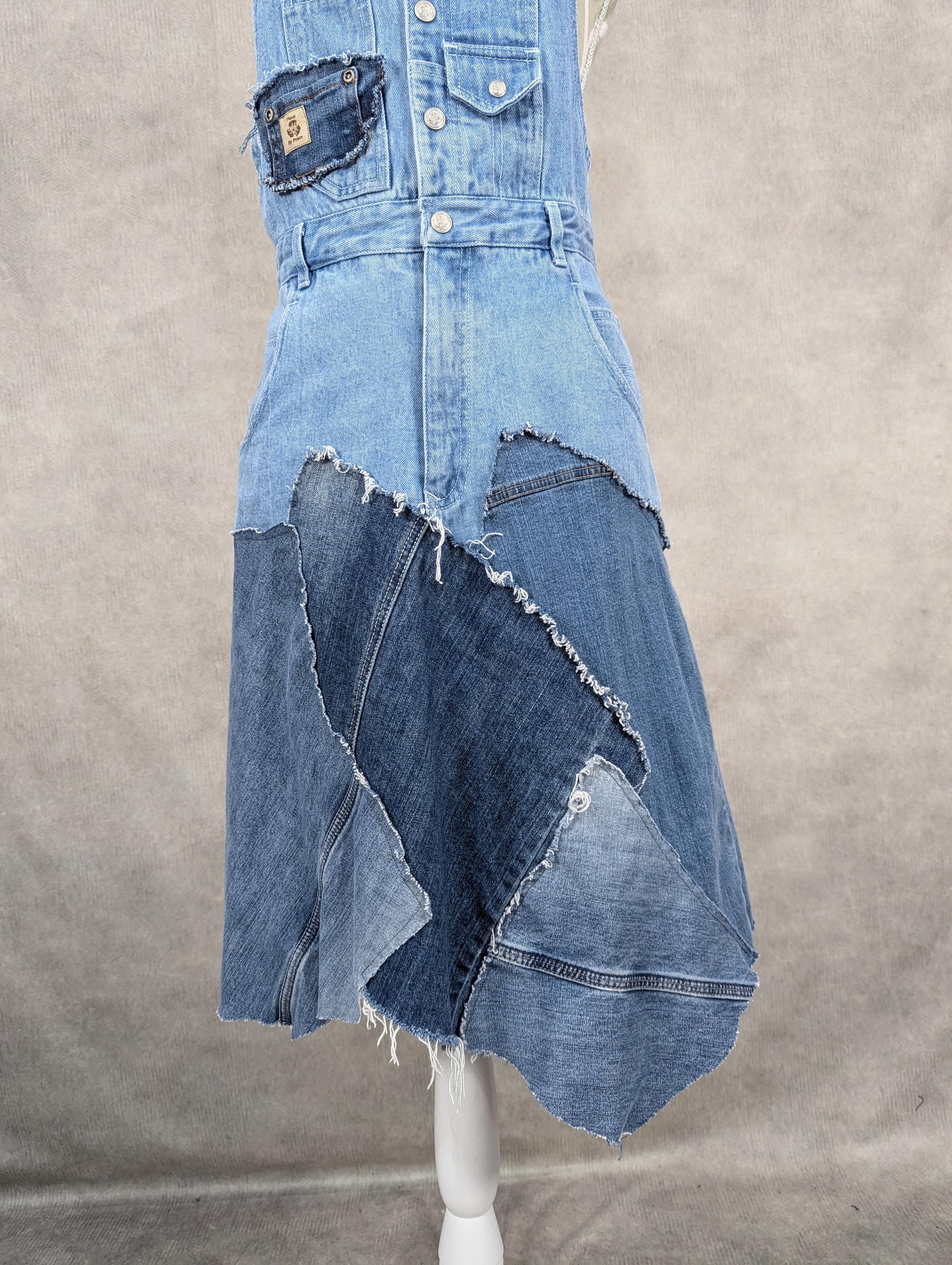 Upcycled Denim Patchwork Overall Dress-xs/s - Etsy