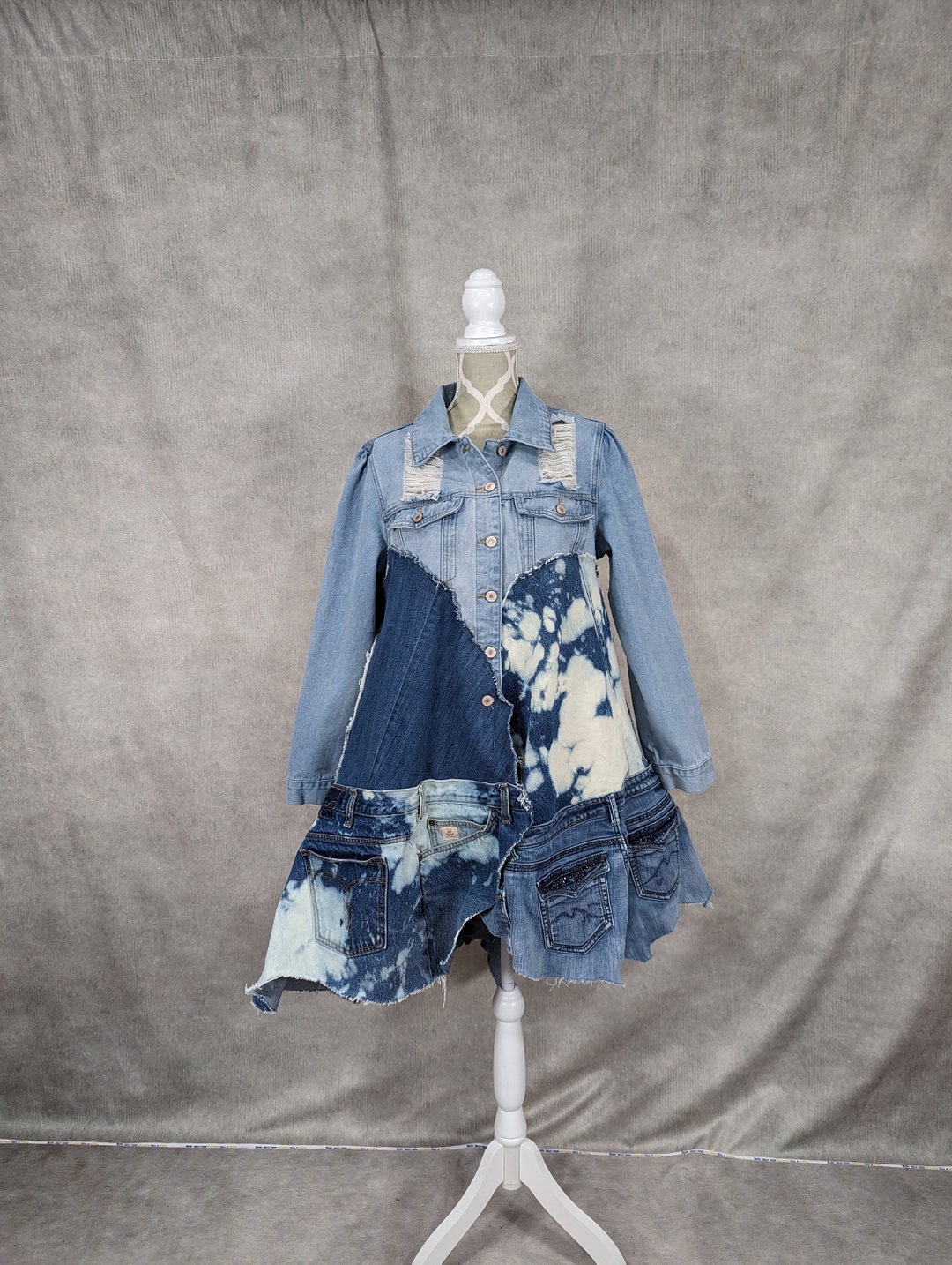 Women's Denim Patchwork Zip-Up Jacket