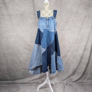Upcycled Denim Patchwork Kleid- Large