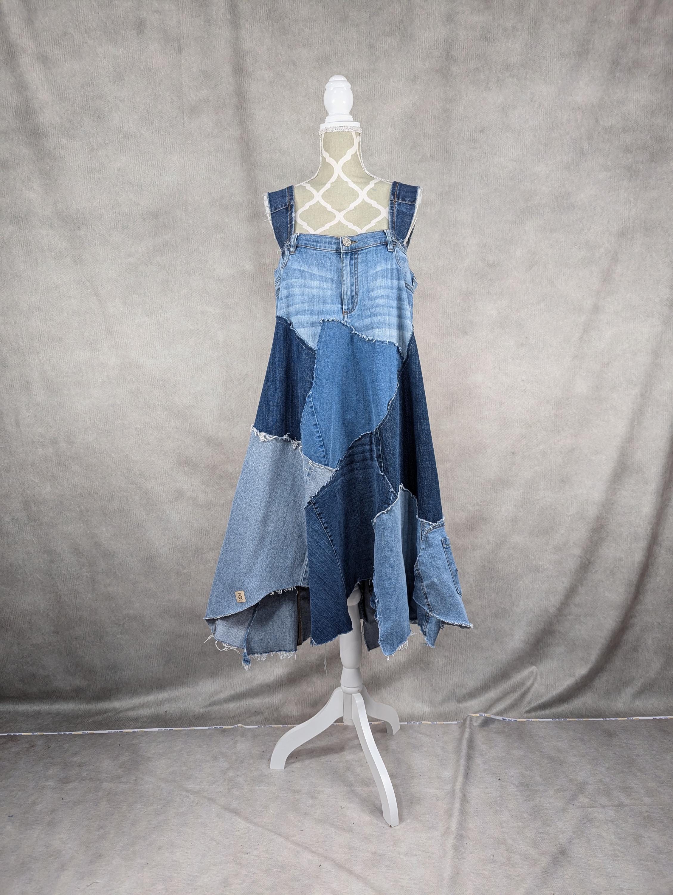 recycled denim dress Upcycled Denim Charleston Dress