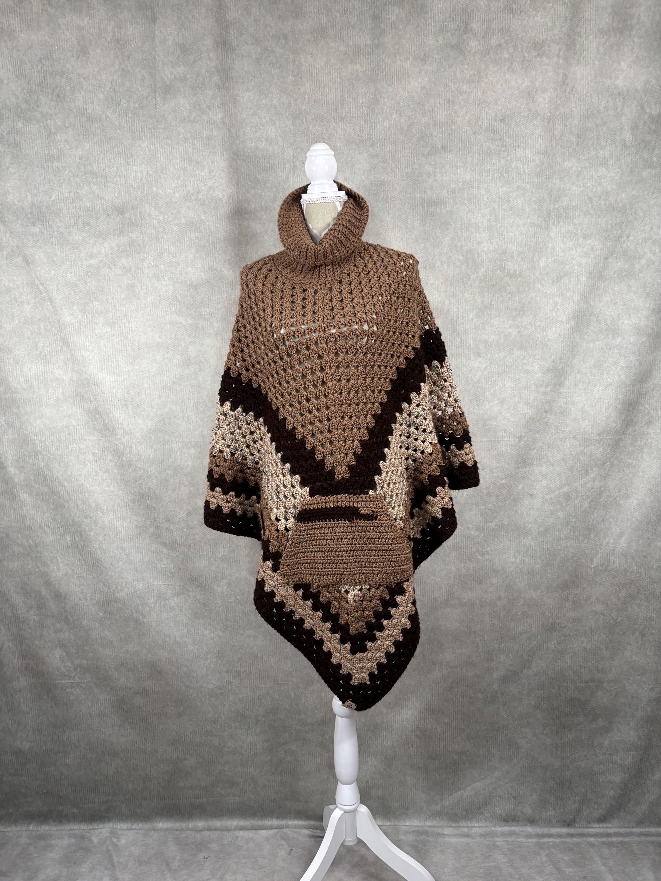 Cuello Alto Poncho Chaleco A Crochet Poncho De Cuello Alto