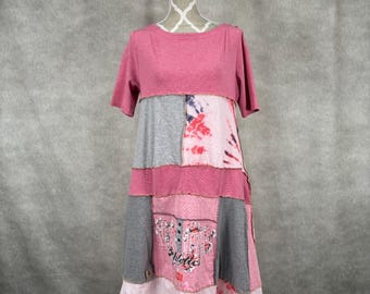 Abito t-shirt patchwork riciclato - Large