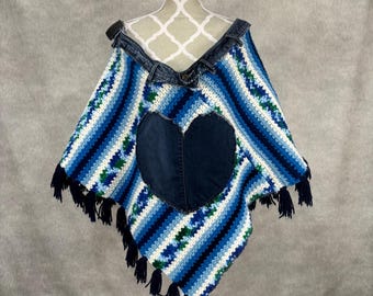 Upcycled Plus Size Women's Knit Poncho-2X/3X