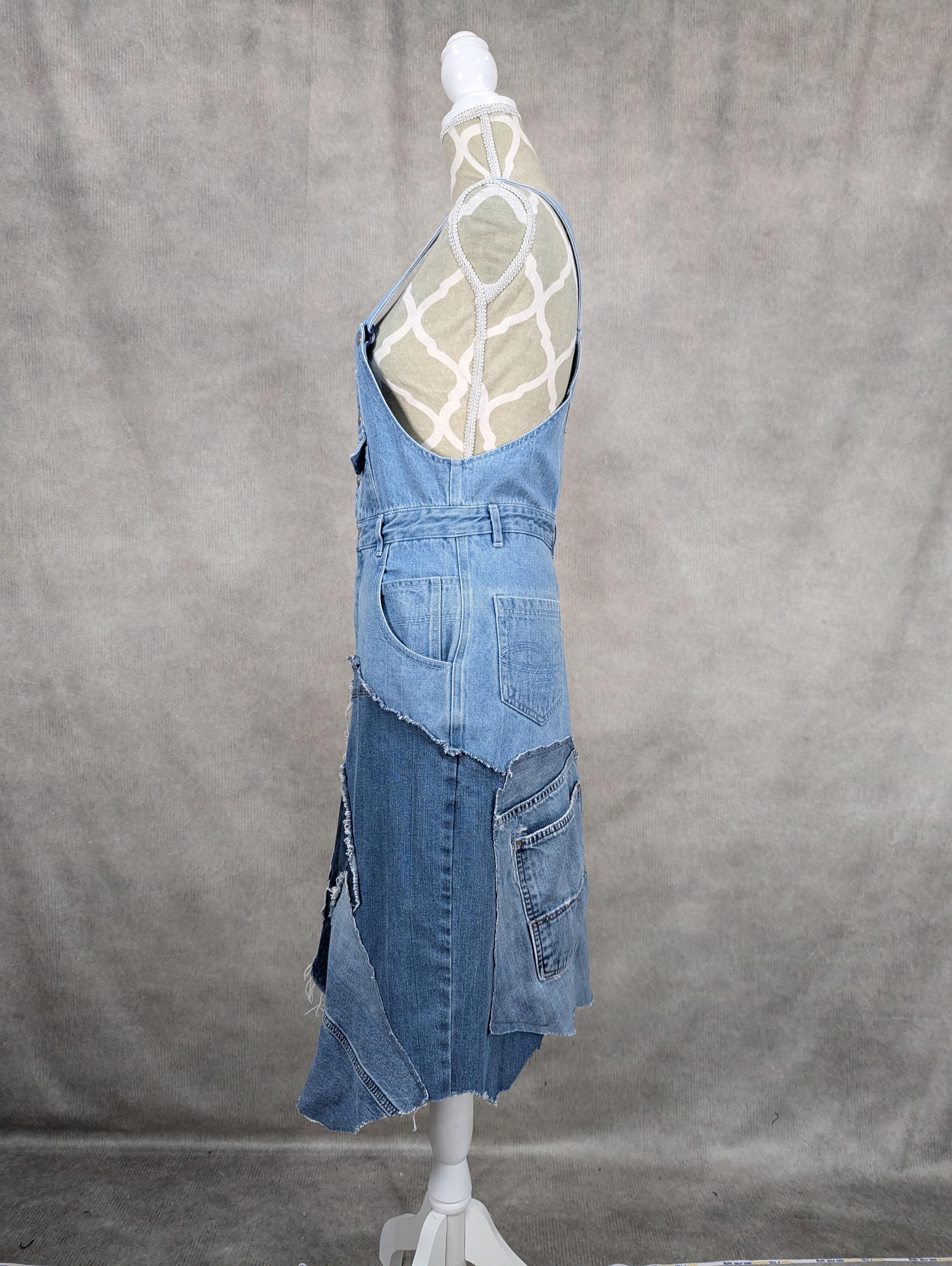 Upcycled Denim Patchwork Overall Dress-xs/s - Etsy