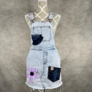 Upcycled Denim Overall Dress - Small
