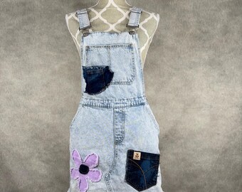 Upcycled Denim Overall Dress - Small
