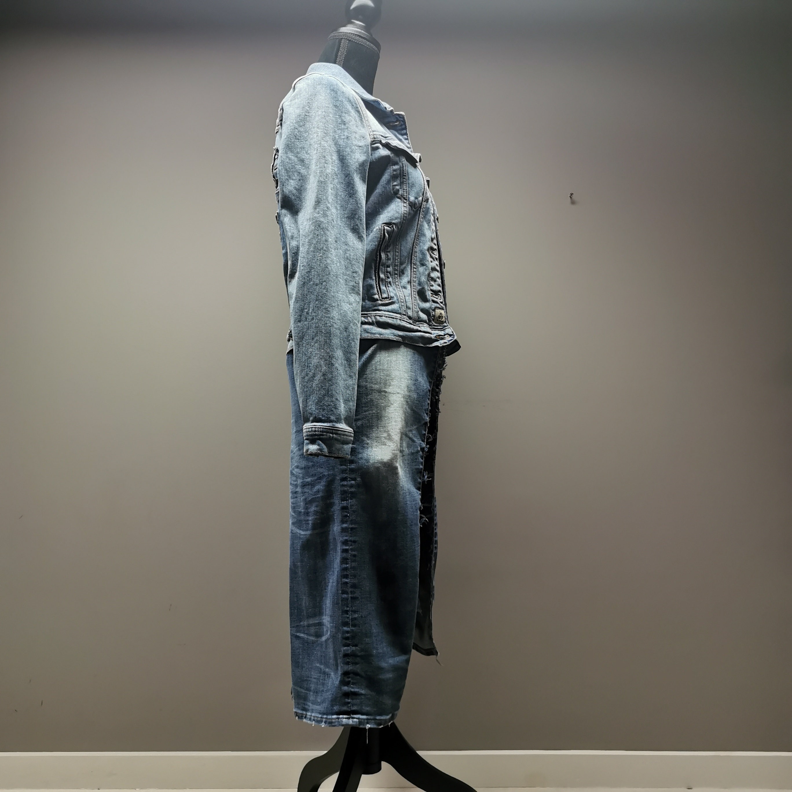 Upcycled Long Denim Jacket/ Duster 