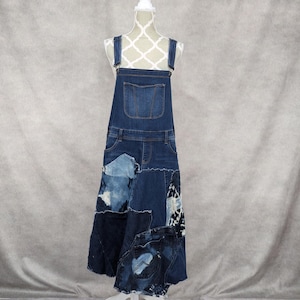 Upcycled Denim Patchwork Overall Dress-Size Large