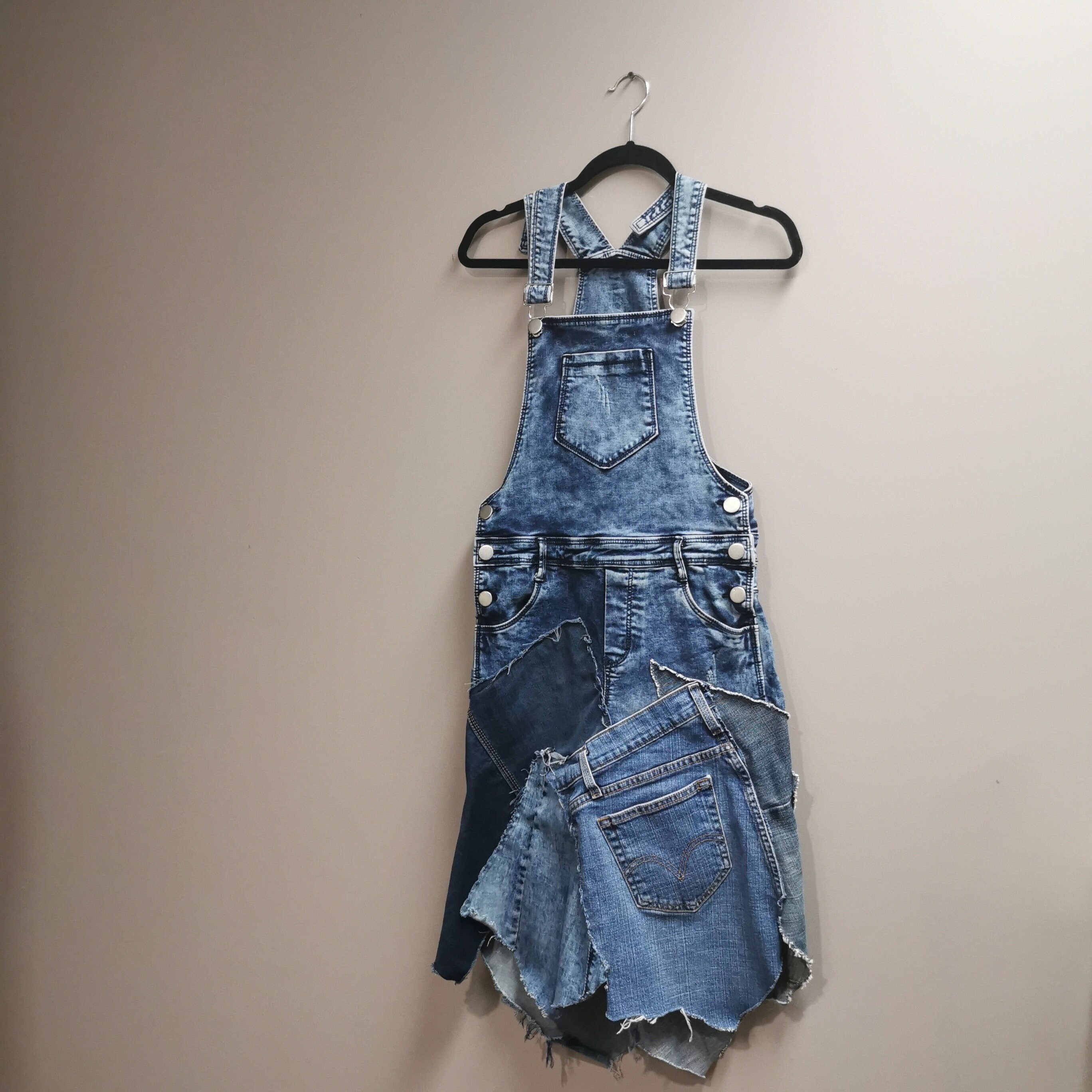 Upcycled Denim Patchwork Overall Dress XS S Etsy