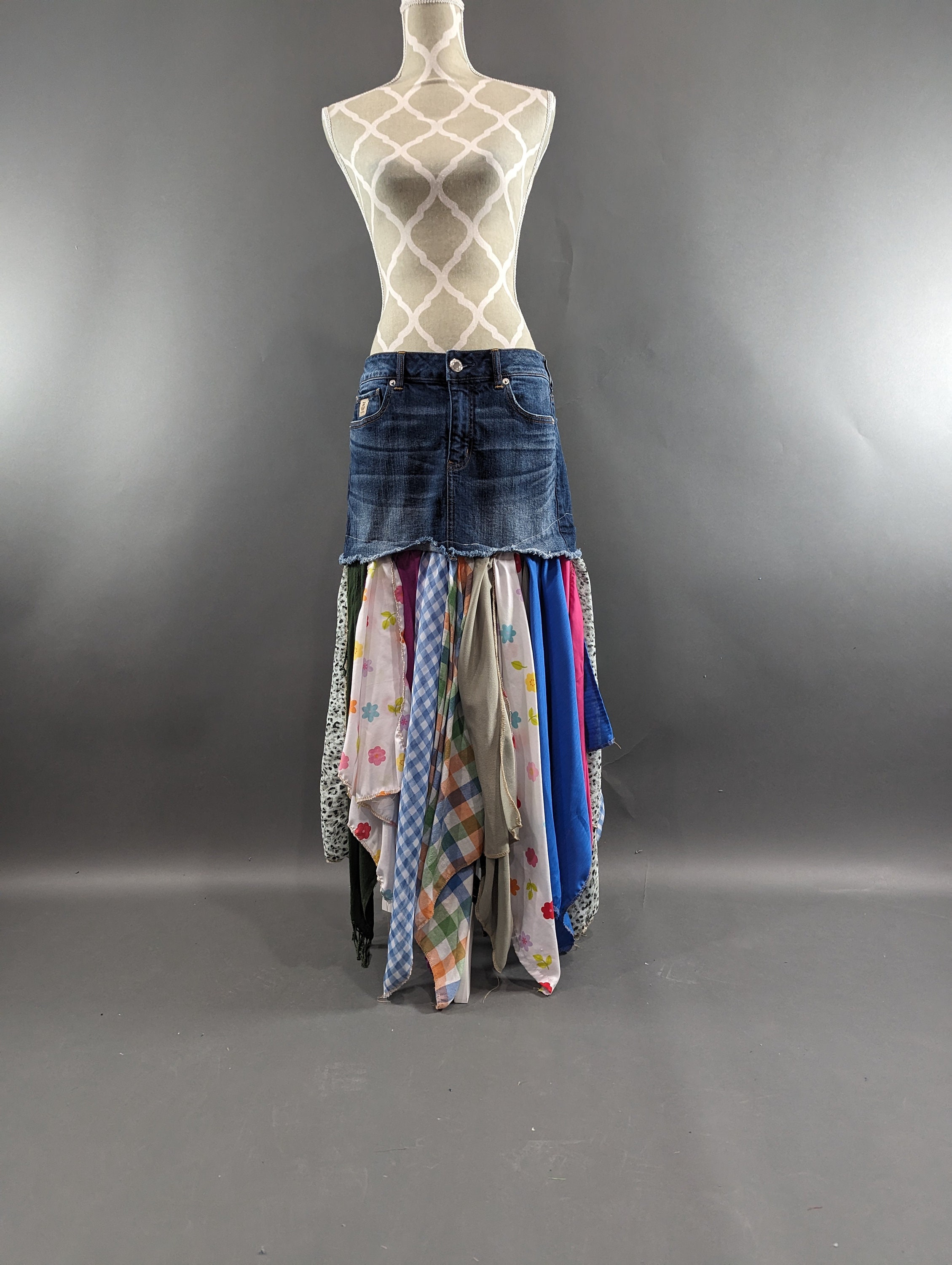 Flowy jean cheap skirt