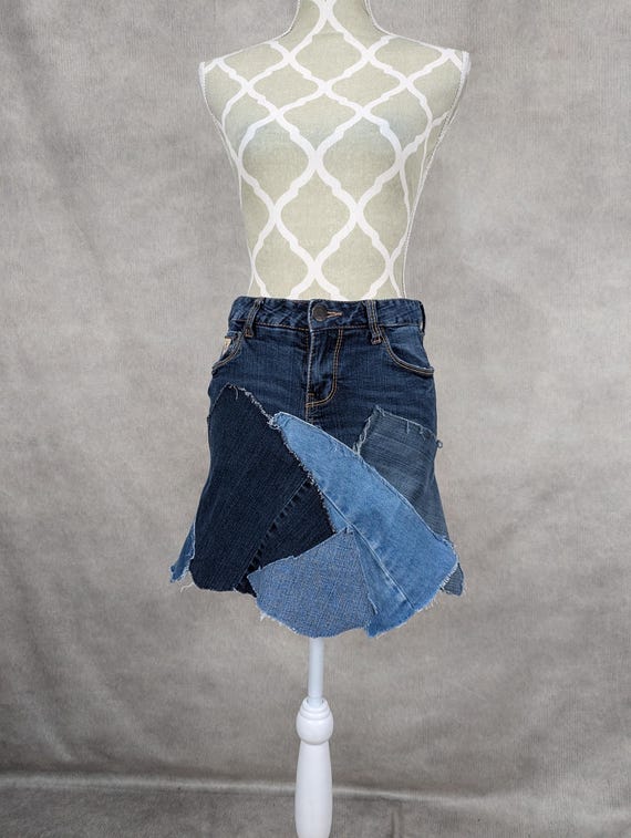 Upcycled Denim Skirt size 3 4 Etsy