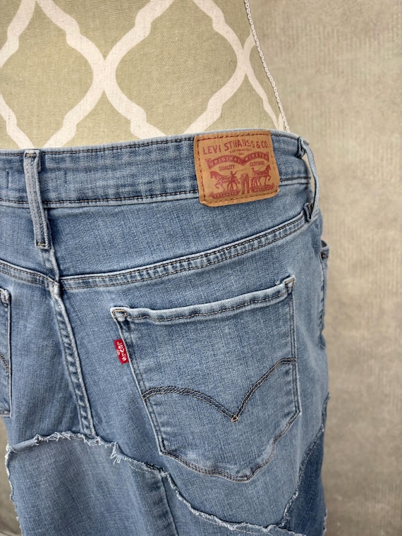 Upcycled Levi's Brand Denim Patchwork Skirt - Size 18 - Etsy Canada