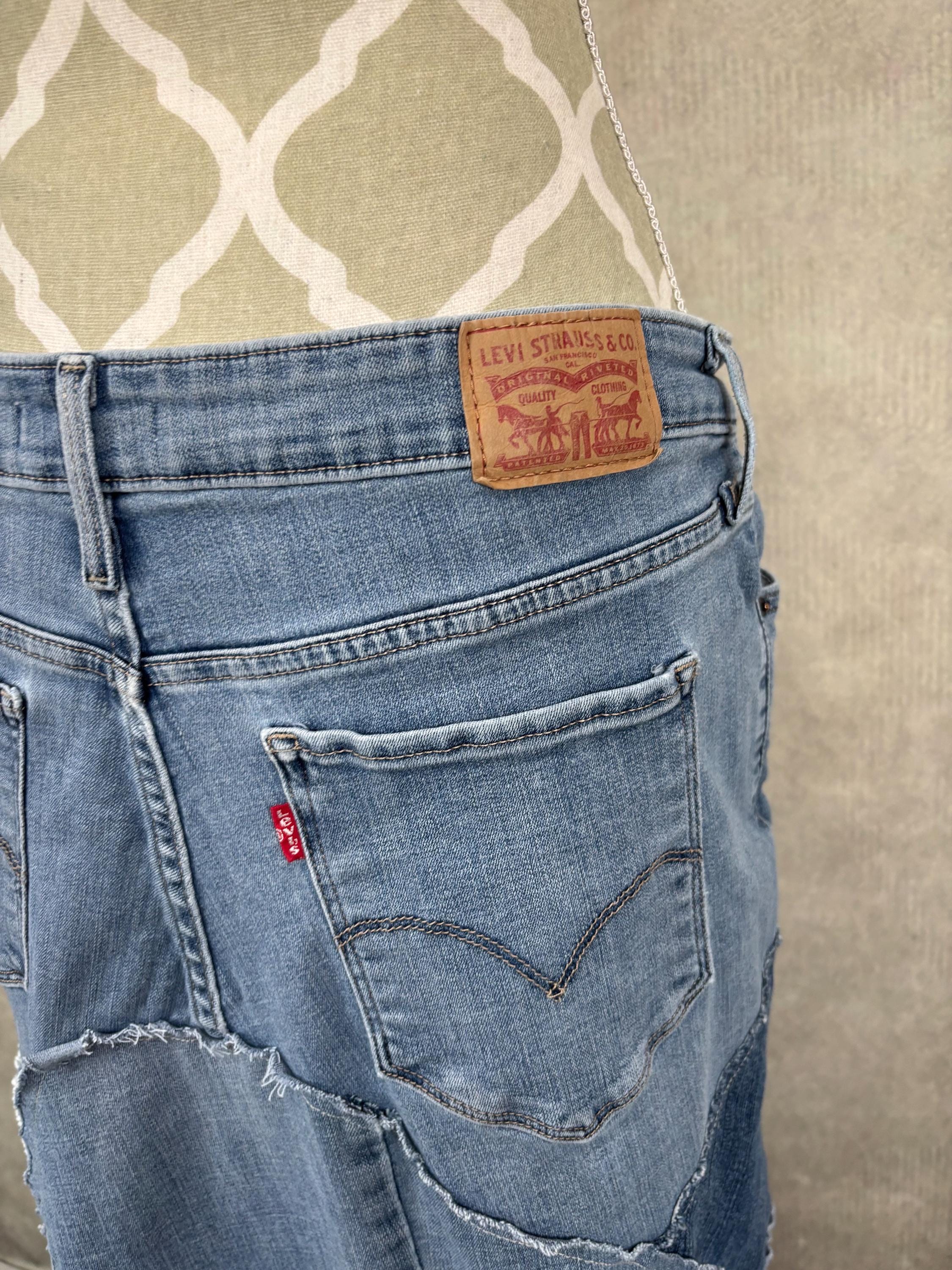 Upcycled Levi's Brand Denim Patchwork Skirt - Size 18 - Etsy Canada