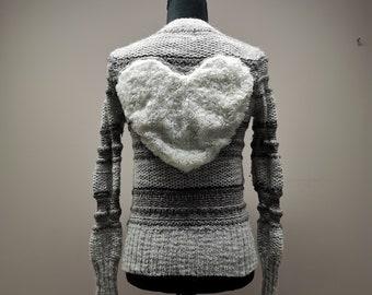 Upcycled Lightweight Heart Cardigan - Small