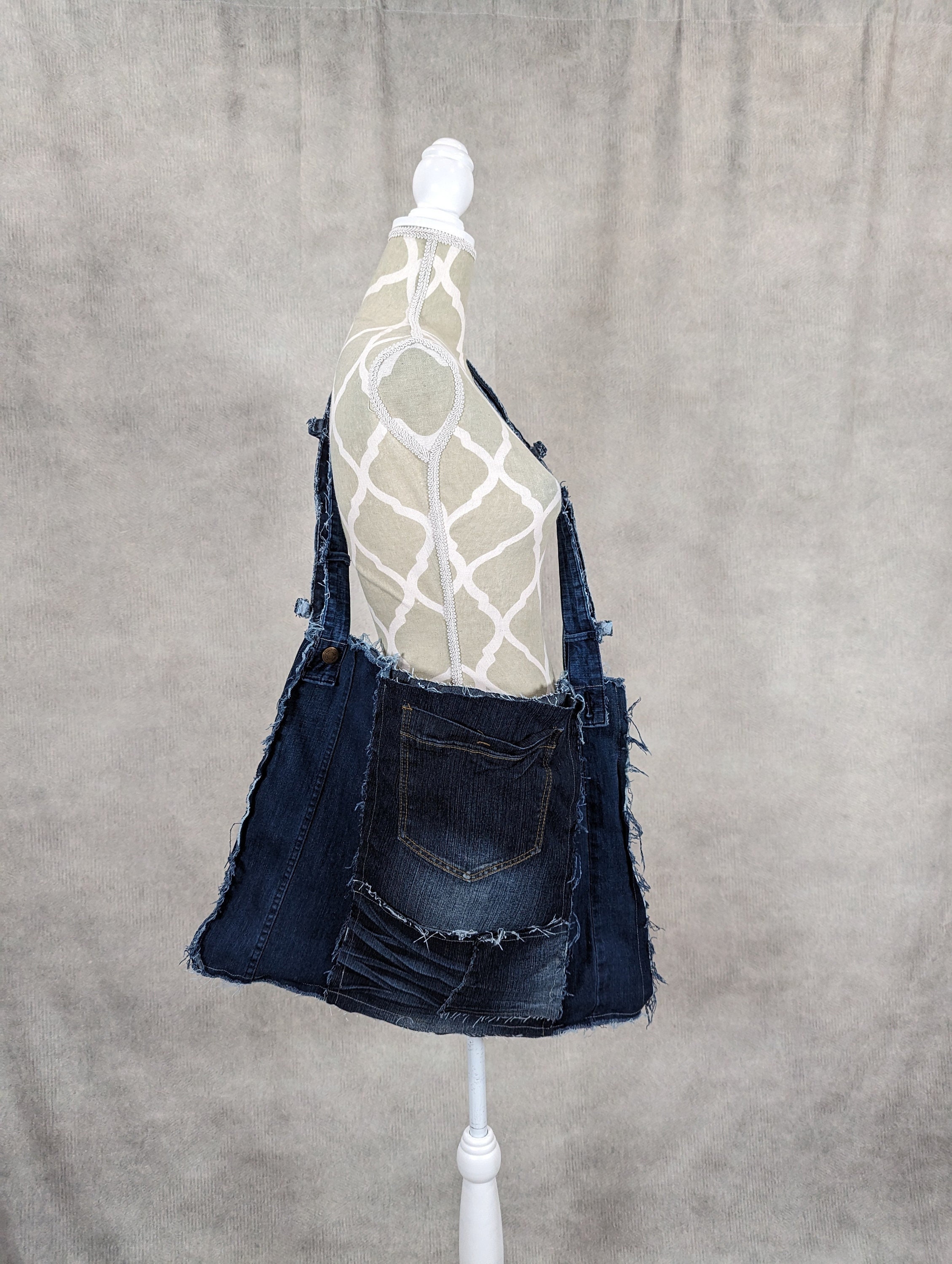 Upcycled Denim Patchwork Shoulder Bag/tote - Etsy