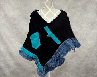 Upcycled Women's Poncho - O/S