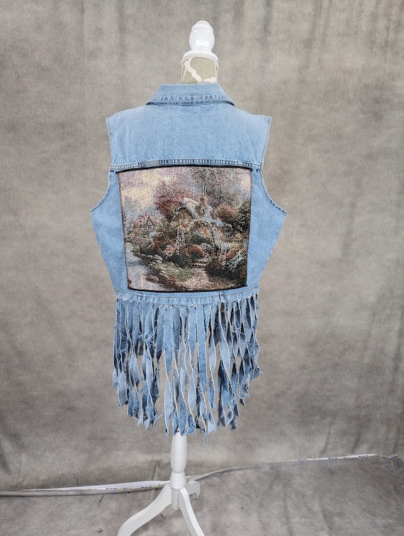 Acka fringe flower long vest サイズ2 Sterling & Stitch Metallic Floral Jacquard Fringe Vest - Women's