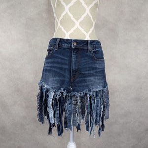 Fringe Denim Skirt - Etsy