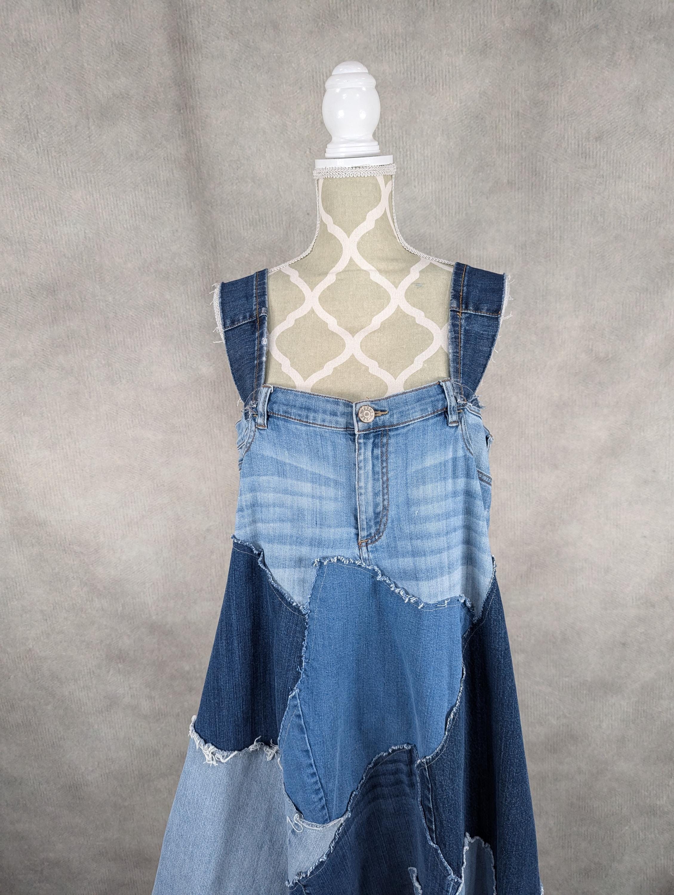 Upcycled Denim Patchwork Dress- Large - Etsy