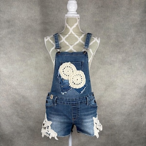 Upcycled Denim Overall Shorts - S/M